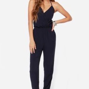 Lulu’s black halter jumpsuit